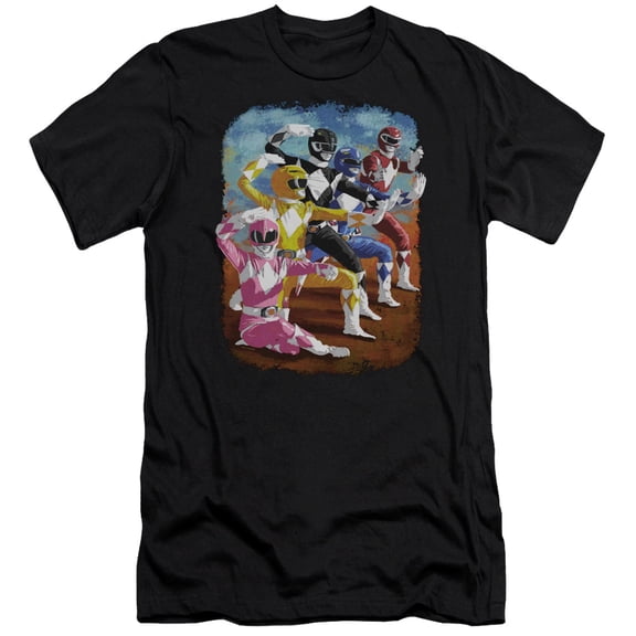 Power Rangers Impressionist Rangers Adult 30/1 T-Shirt Black