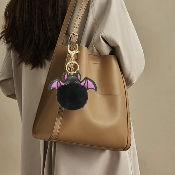 Llavero de Peluche de Murciélago para Halloween - Llavero con Pompón Suave para Bolso, Mochila, Llaves Del Coche, Regalo para Mujeres y Niñas