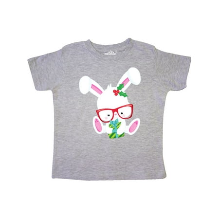 

Inktastic Christmas Rabbit Hipster Rabbit With Glasses Gift Toddler Boy or Toddler Girl T-Shirt