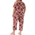 thumbnail image 3 of Conjunto de pijama de mujer de tallas grandes Agnes Orinda, pijama de manga corta, ropa de dormir suave, conjunto de lounge 2X burdeos, 3 of 6
