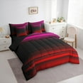 thumbnail image 3 of jejeloiu Retro Stripes Pattern 7-Piece Twin Bedding Sets,Abstract Geometric Bedding Comforter Set,Red Black Pink Line Sheet Sets For Kids,Microfiber Bedroom Decor Reversible, 3 of 8