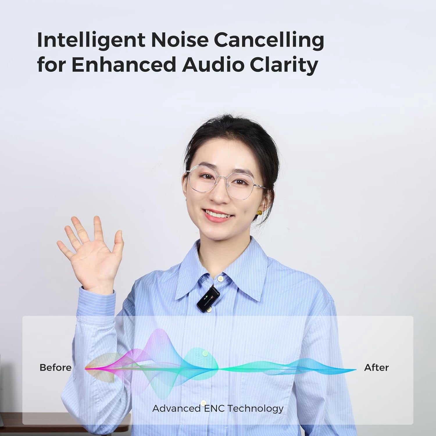 Nearstream AWM 20T Wireless Lapel Microphones for iPhone/Android/DSLR/Camera with Noise Cancellation, 656ft Transmission, LCD Display, 20H Battery Life