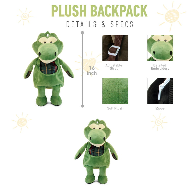 DolliBu Alligator Stuffed Animal Backpack - Super Soft Plush Stuffed Animal  Bag for Children Accessories, Kids First Travel Plush Bag Toy, Cute  Alligator Animal Doll Backpack For Boys & Girls- 14 