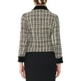 thumbnail image 3 of INSPIRE CHIC Women's Elegant Velvet Collared Plaid Tweed Blazer S Apricot, 3 of 6