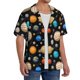 thumbnail image 2 of Balery Planets In Deep Space Camisa Casual de Manga Corta con Botones para Hombre, Texturizada, Estilo Cubano, para Playa, Verano-Small, 2 of 5