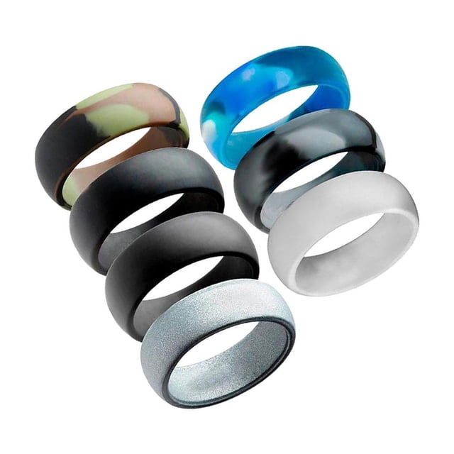 fastboy 7Pcs Premium Silicone Rubber Wedding Party 12 Jewelry Rings Mens No.12