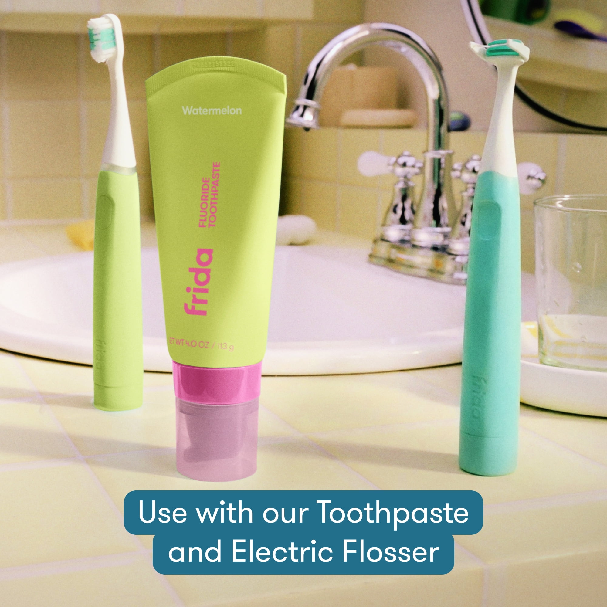 Frida For Kids Electric Toothbrush for Kids, Citrus Green, Medium Bristles, 1 Count