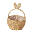 thumbnail image 4 of Cesta tejida con orejas de conejo, decoración del hogar, organizador multiusos, cesta de picnic, de mano de conejo para , recuerdos de fiesta, Beige, 4 of 8