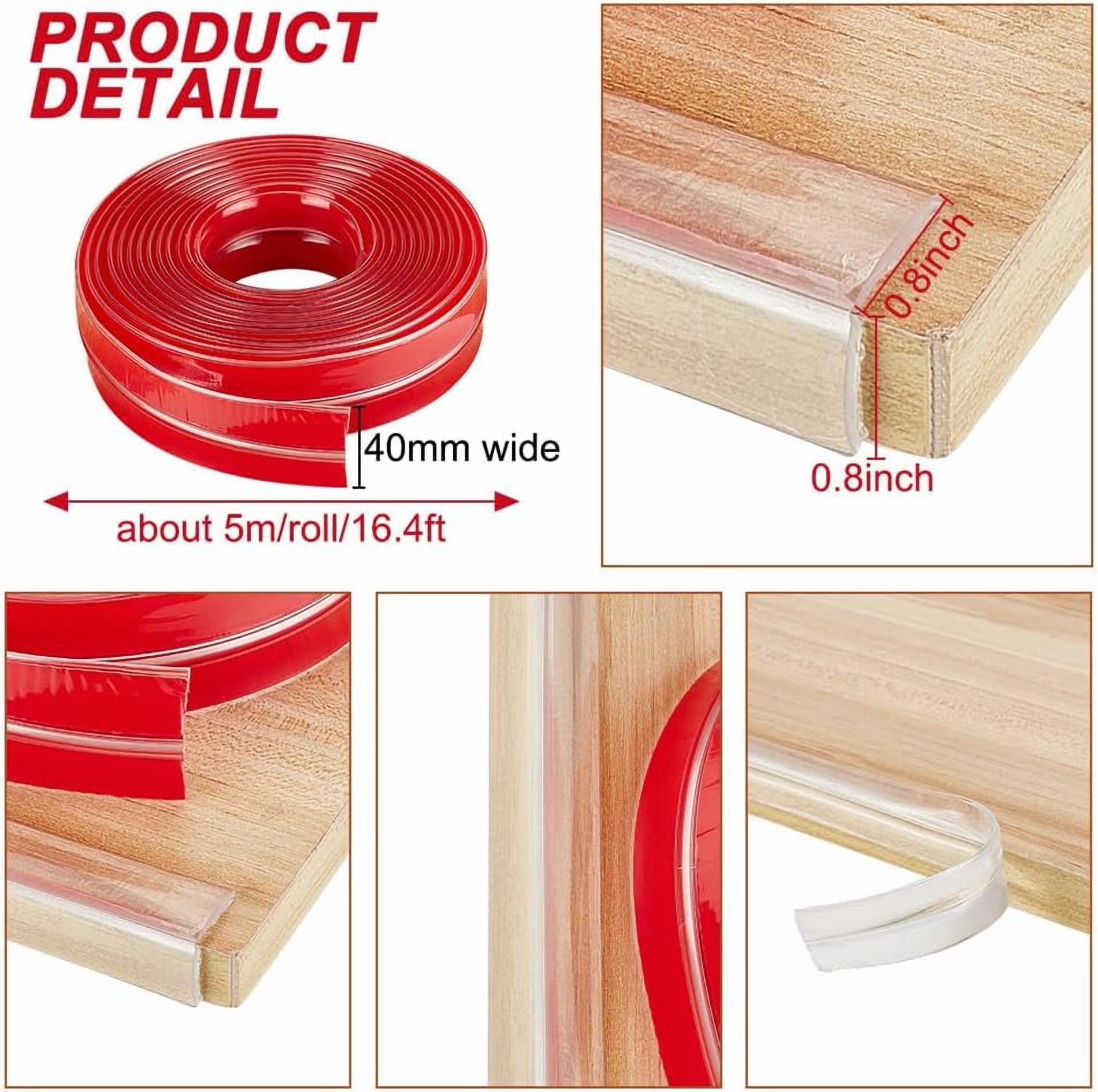 5M Corner Protectors 4cm/1.57 Inch Width Corner Protector Proofing Furniture Corner Safety Bumpers Clear Edge Protectors for Against Corners Tables Drawers Sink Wall