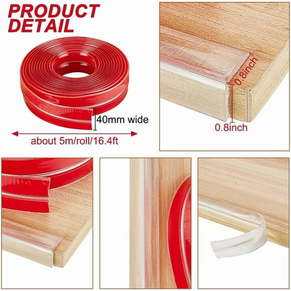 1 roll 5M Corner Protectors 4cm/1.57 Inch Width Corner Protector Proofing Furniture Corner Safety Bumpers Clear Edge Protectors for Against Corners Tables Drawers Sink Wall