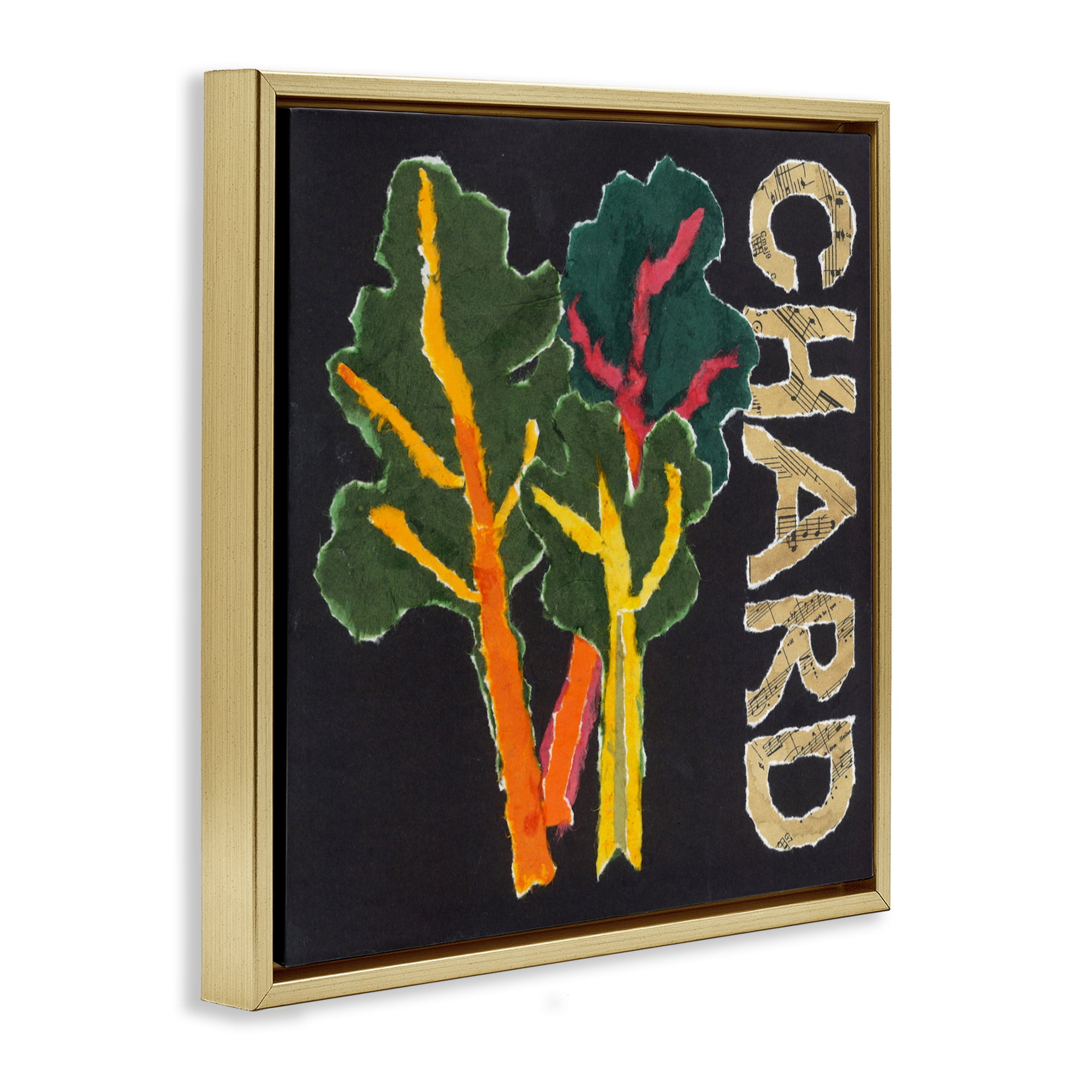 Stupell Industries Chard Leafy Vegetable Gold Framed Floater Canvas Wall Art, design by Nancy Overton