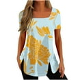 thumbnail image 2 of Aloohaidyvio Tops Plus Size ,Women Summer Tops Square Neck Pullover Solid Casual Blouse, 2 of 5