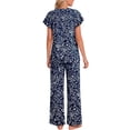 thumbnail image 3 of Fantaslook Flower Womens Pajamas Sets Two Piece Casual Lounge Sets Ruffle Sleeve Tops Wide Leg Pants with Pockets Summer Sleepwear Travel Outfits, 3 of 7