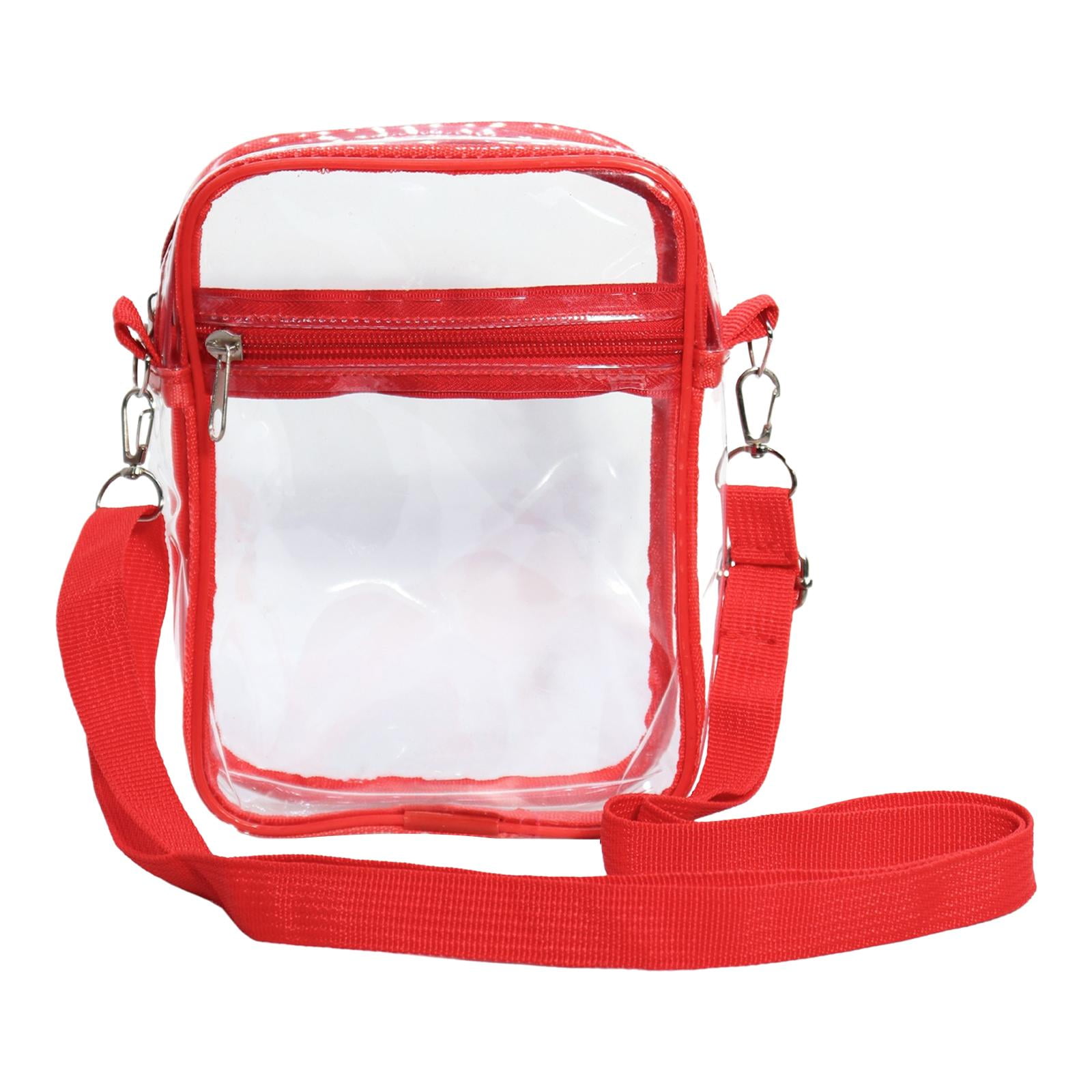 Clear Bag Clear Crossbody Bag PVC Large Capacity Adjustable Strap Tote Bag Clear red large