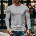 thumbnail image 2 of Dagegui Men's Henley Shirts Plain Long Sleeve Button Crewneck T-Shirts Slim Fit Gym Fitness Muscle Tee Workout Tops Gray XXXL, 2 of 6