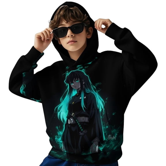 Demon Slayer Tokito Muichiro Kids Hoodie Cozy Hooded Sweatshirt Long Sleeve Sweater Tops Pullover Hoodies Boys Girls 6-8Y
