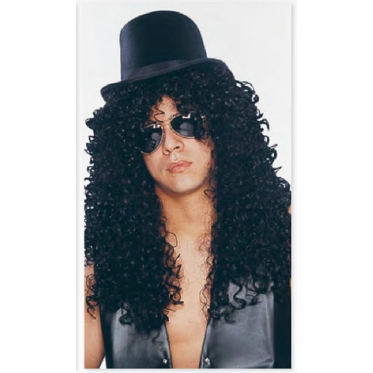 Curly Rocker Deluxe Perruque Slash Guns N Roses et Guitare Costume Adulte Noir