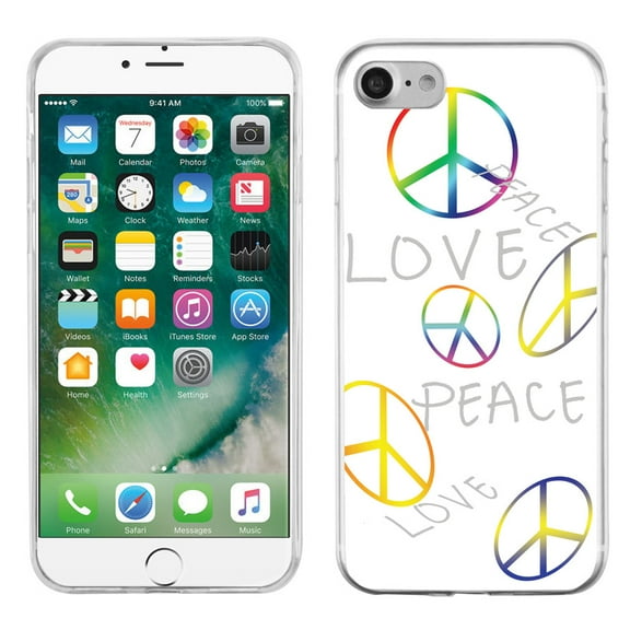 Slim-Fit Case for Apple iPhone 8, OneToughShield ® Premium TPU Gel Phone Case - Love/Peace