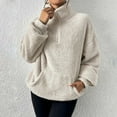 thumbnail image 4 of STETMN Women's Sherpa Sweatshirt Quarter Zip Fleece Long Sleeve Pullover Tops with Pocket, 4 of 8