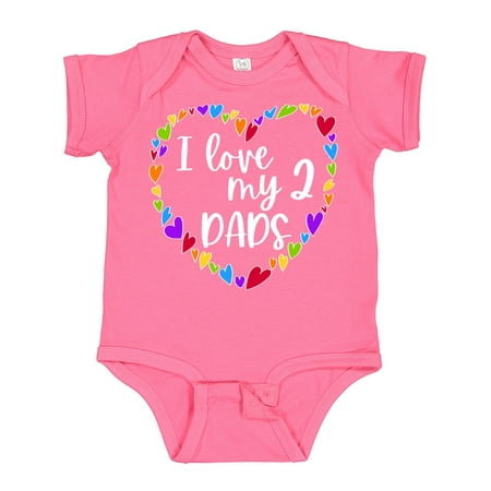 

Inktastic I Love My Two Dads- Pride Rainbow Hearts Gift Baby Boy or Baby Girl Bodysuit