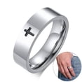 thumbnail image 3 of Anillo de cruz de acero inoxidable de 6 mm con oración cristiana de Jesucristo para hombres y mujeres, 3 of 4
