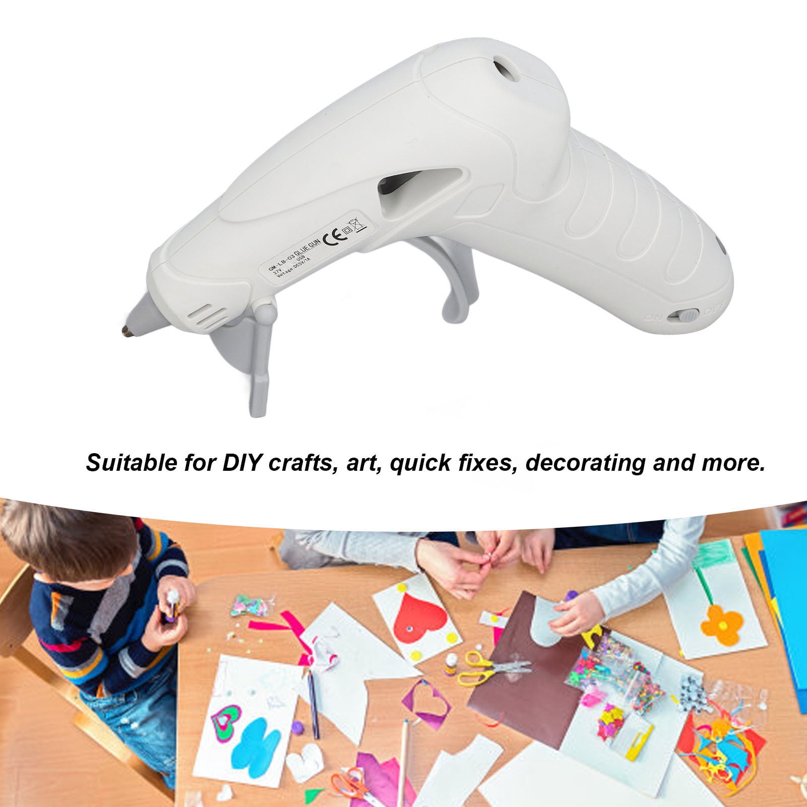 Nieyigj Hot Melt Glue Gun Kit USB Rechargeable Cordless Mini Device With 30 Pcs Adhesive Bars Tool Bag Silicone Pad Anti-Drip Design for Home DIY Crafts Arts Repair - White