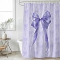 thumbnail image 6 of Purple Bow Shower Curtain Set - 72" x 78" Washable Bathtub Curtain with 12 Hooks, Cute Bowknot Simple Pure Color Waterproof Fabric Stall Shower Curtains for Bathroom/Bathtub Décor, 6 of 6