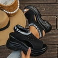thumbnail image 5 of Women's Platform Wedge Sandals Breathable Slip On Knitted Thick Sole Walking Shoes Open Toe Beach Sandal Black Size 8.5, 5 of 7