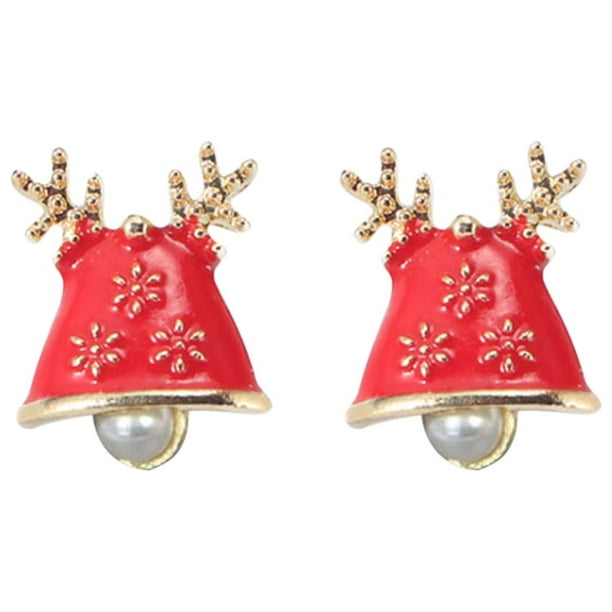 Pendientes de botón para mujer, pendientes de botón, pendientes de botón para mujer, pendientes de botón navideños, pendientes rojos, árbol de Navidad, copo de nieve europeo, accesorios de bastón, pen
