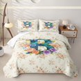 thumbnail image 2 of Feelyou Butterfly Letter B Quilt King for Women Girls, Retro Watercolor Floral King Coverlet Set, Multi-Color, 3-Piece, 2 of 7