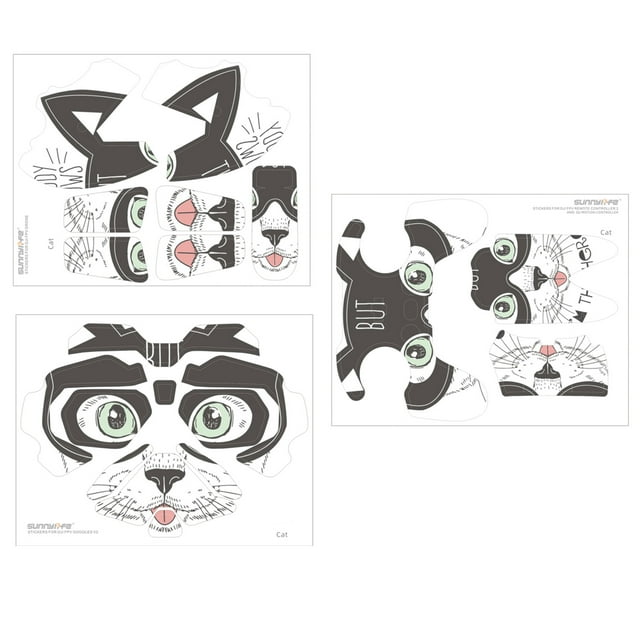 Sunnylife Ensemble d'Autocollants PVC pour Drone DJI FPV, Lunettes V2, Télécommande 2 & Contrôleur de Mouvement - Design Grand Visage de Chat, 7 Types Optionnels, Emballage 23.8x19x1cm, Poids 95g, Autocollants PVC Complets