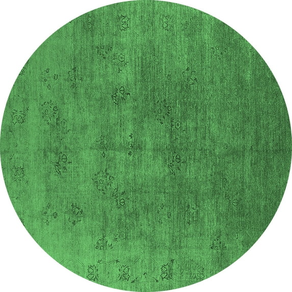 Ahgly Company Indoor Round Oriental Emerald Green Industrial Area Rugs, 4' Round