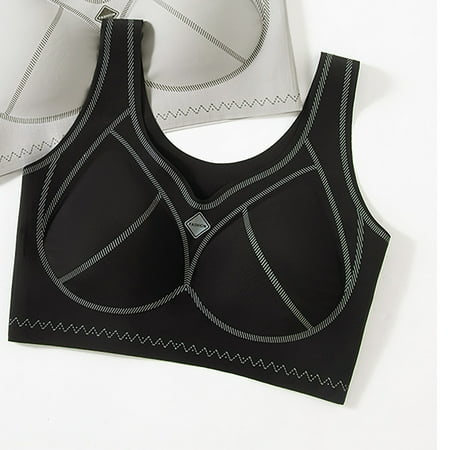 ALLLIST Womens Bras Push up No Wire Seamless Bralette Striped Comfy Black T Shirt Lingerie for Women Size M-2XL