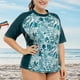 thumbnail image 5 of Camiseta de protección contra erupciones de talla grande para mujer, traje de baño de manga corta, protección solar UV, camisetas de baño de verano, 5 of 7