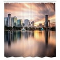 thumbnail image 3 of Ambesonne Landscape Shower Curtain, Downtown City Skyline, 69"Wx70"L, Teal Peach Grey, 3 of 3