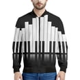 thumbnail image 2 of Nueva moda primavera otoño ropa de diseñador para hombre cuello alto patrón de piano estampado en blanco y negro chaquetas de hombre chaqueta de vuelo, 2 of 4
