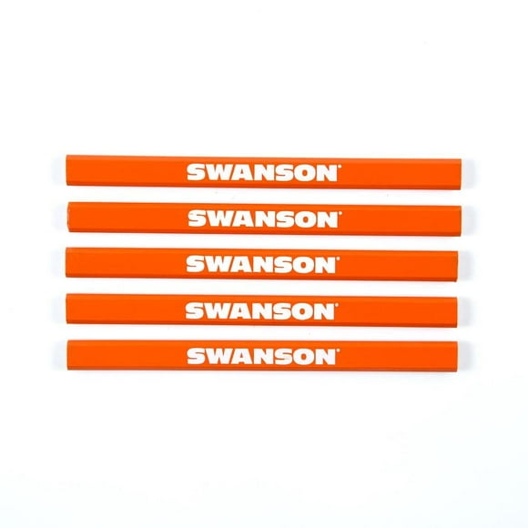 Swanson Tool Co CP700 5 Pack de Crayons de Charpentier Swanson Orange Vif avec Graphite Noir