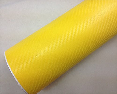 DIYAH 3D Yellow Carbon Fiber Film Twill Weave Vinyl Sheet Roll Wrap DIY Decals 12 X 60 1FT X 5FT 