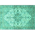 thumbnail image 1 of Ahgly Company Indoor Rectangle Medallion Turquoise Blue Traditional Area Rugs, 8' x 10', 1 of 4