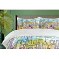 thumbnail image 4 of Ambesonne New York Duvet Cover Sets, Landscape Skyscrapes, 2-King, Yellow and Sky Blue, 4 of 7