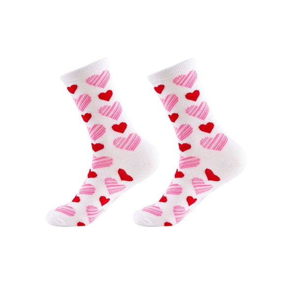 Uaswgudfs Valentine's Day Socks Couple Socks Unisex Crew Socks - Heart Print Knit Socks for Men & Women, Romantic Valentine’s Gift Socks