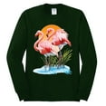 thumbnail image 2 of Wild Bobby, Flamingo Love Print, Animal Lover, Men Long Sleeve Shirt, Forest Green, XX-Large, 2 of 4