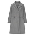 thumbnail image 5 of Olyvenn Winter Long Blazer Coat for Women Double Breasted Lapel Long Sleeve Trench Coat Business Overcoat with Pocket Gray M, 5 of 8