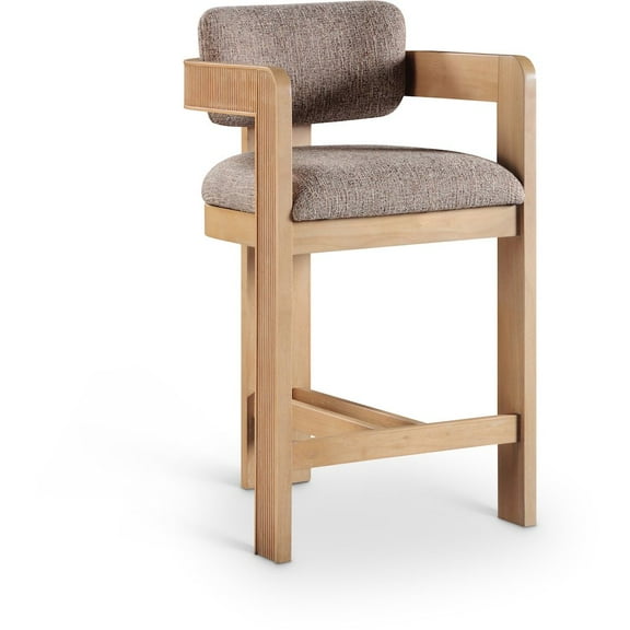 Meridian Furniture Sacha Brown Linen Textured Fabric Stool