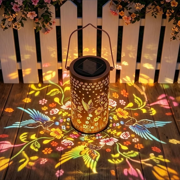 MIKISS Solar Outdoor Hanging Lanterns, Hummingbird-Themed LED Waterproof