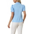 thumbnail image 3 of INSPIRE CHIC Women's Puff Short Sleeve Turn Down Collared Work Office Button Down Shirt XS Sky Blue, 3 of 6