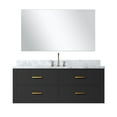 thumbnail image 3 of Castor 48 in W Black Single Bath Vanity Carrara Marble Top, 43 in Mirror and Faucet Set, 3 of 11