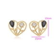 thumbnail image 2 of Aretes Dama Corazón con Flores Swarovski y Onix Oro 14K Lam dorado Unitalla, 2 of 7