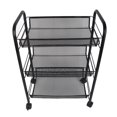 thumbnail image 4 of Estante de almacenamiento de metal con ruedas, carrito móvil de acero inoxidable para baño, cocina, verduras, color negro, 3 capas, 4 of 8