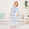 thumbnail image 5 of Fluffy Pajamas Set Fuzzy Winter Warm Pj Sets Pullover Tops and Long Pants Blue and Purple Flowers X-Small, 5 of 8